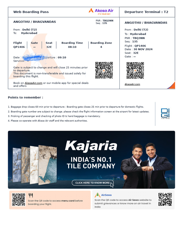 Akasa air e boarding pass tbq3nn bhagvandas pdf