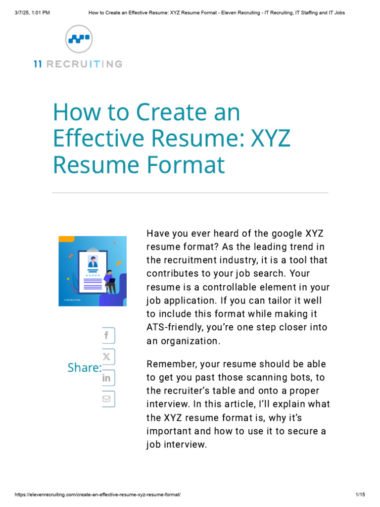 Mastering the XYZ Resume Format | PDF | Résumé