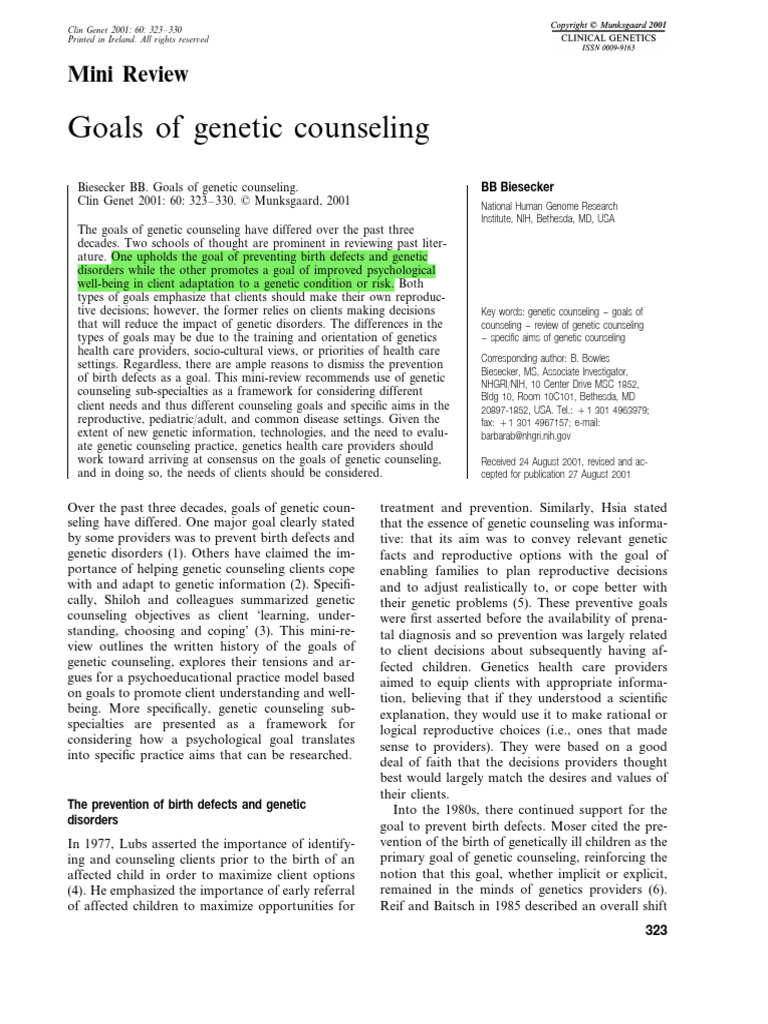 Goals of Genetic Counseling Explained | PDF | Genetic Counseling ...
