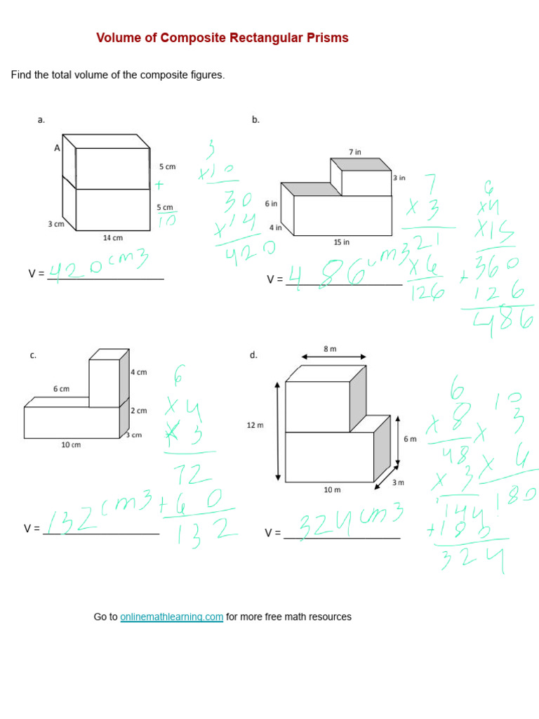 Volume of Composite Rectangular Prisms | PDF