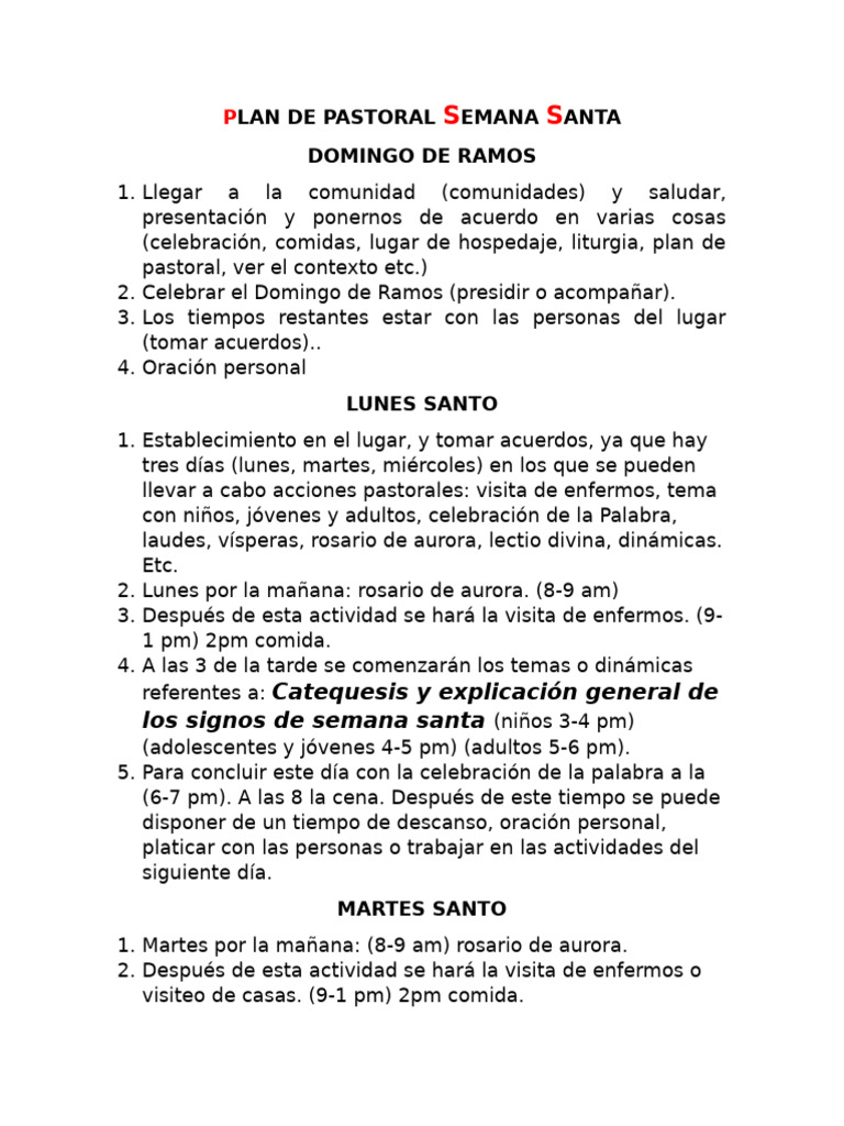 Plan Pastoral Semana Santa 2023 | PDF | Fiestas cristianas y días ...