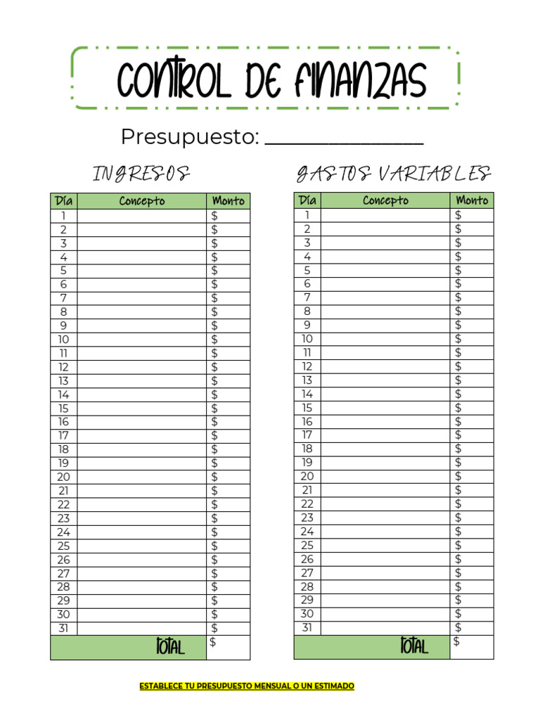 Control de Gastos Personales Mensual | PDF | Presupuesto