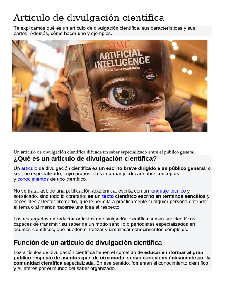 Ejemplo de artículo de divulgación científica | PDF | Espacio X