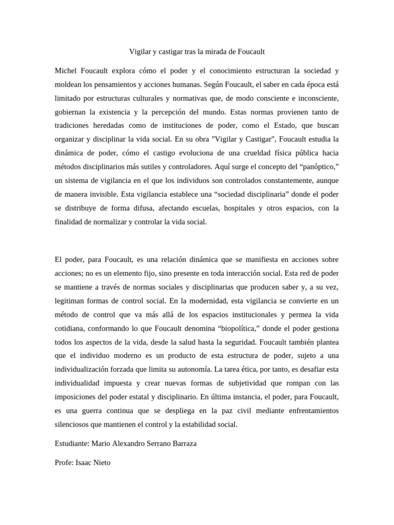 Vigilar y Castigar Trabajo | PDF