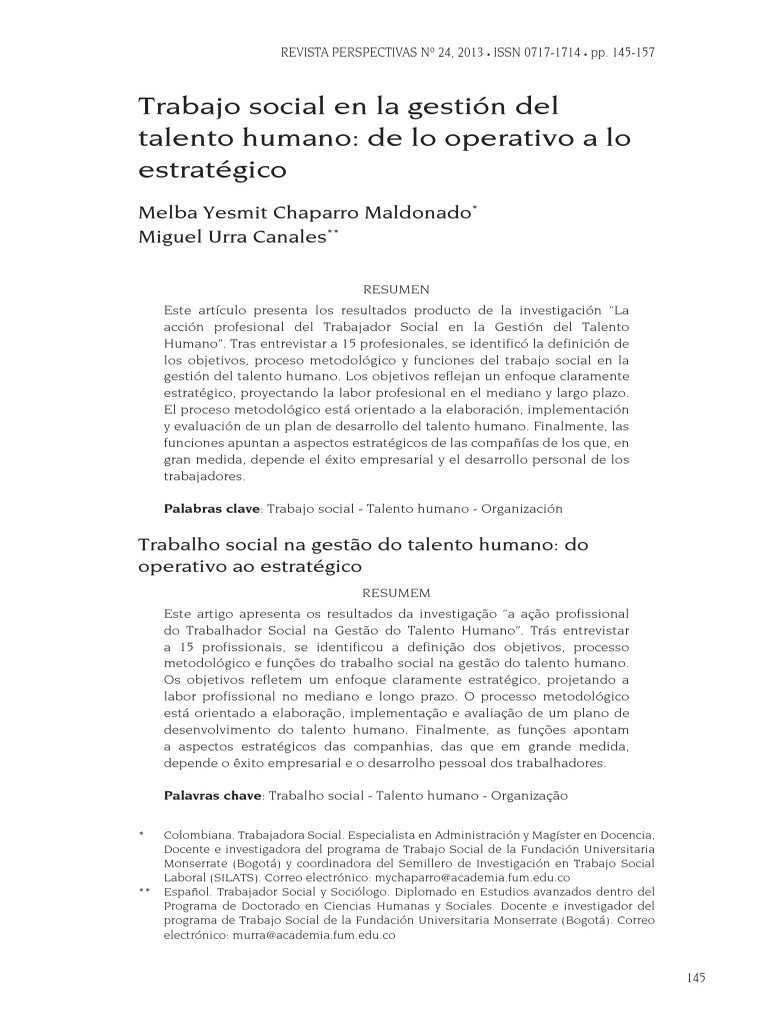 Trabajo Social: Estrategias en Talento Humano | PDF | Gestión de ...