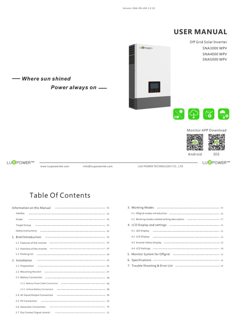 Off Grid Solar Inverter User Manual | PDF | Power Inverter | Electric ...