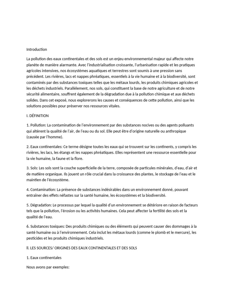 Pollution des Eaux et Sols : Causes et Effets | PDF | la pollution ...