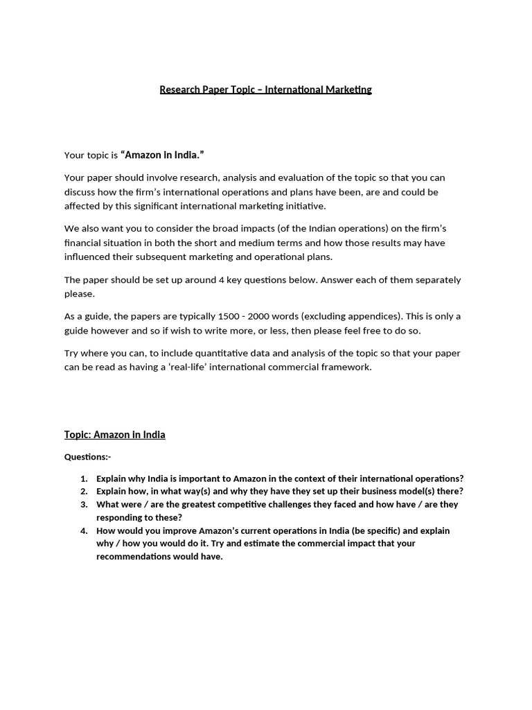 Amazon S International Strategy In India Pdf