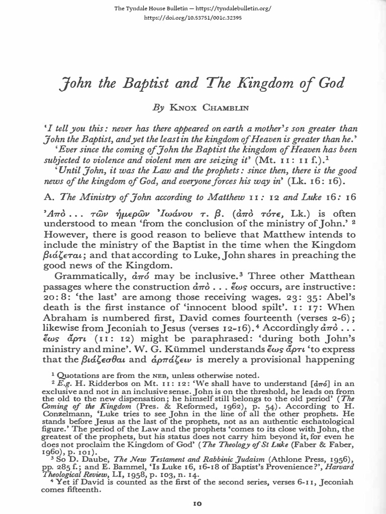 John the Baptist's Role in God's Kingdom | PDF | Gospel Of John | Jesus