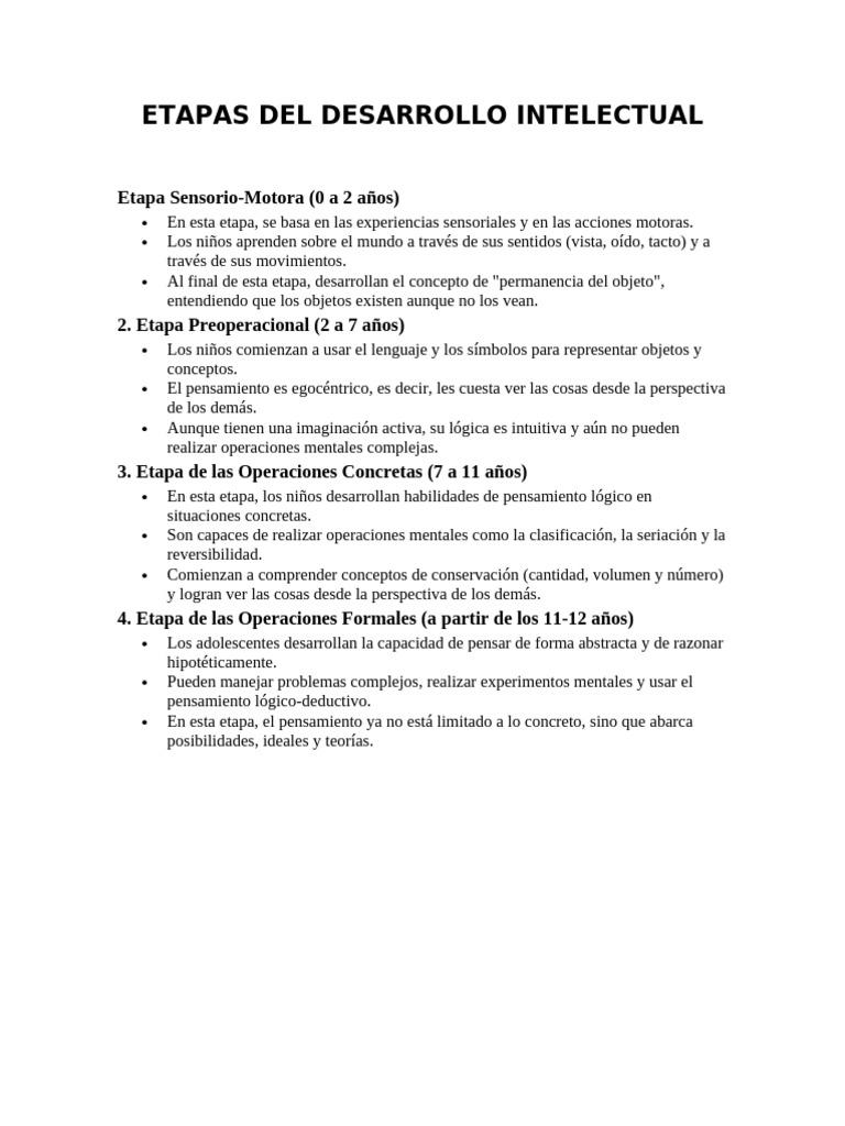 Etapas Del Desarrollo Intelectual Mi Tema | PDF
