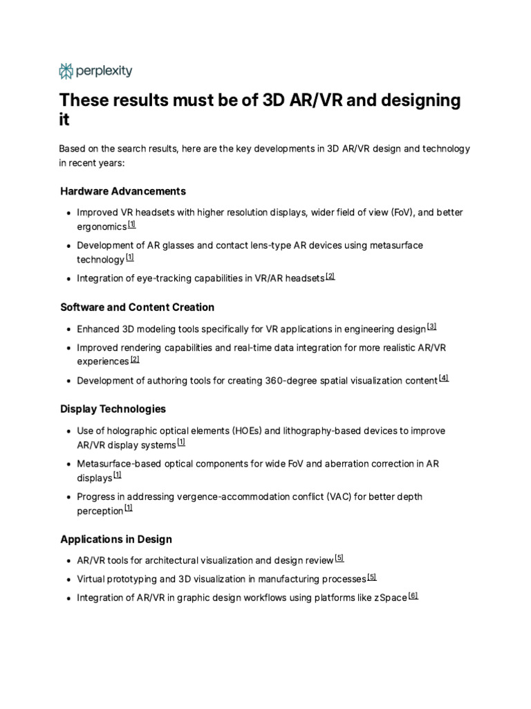 These Results Must Be of 3D AR - VR and Designing It | PDF