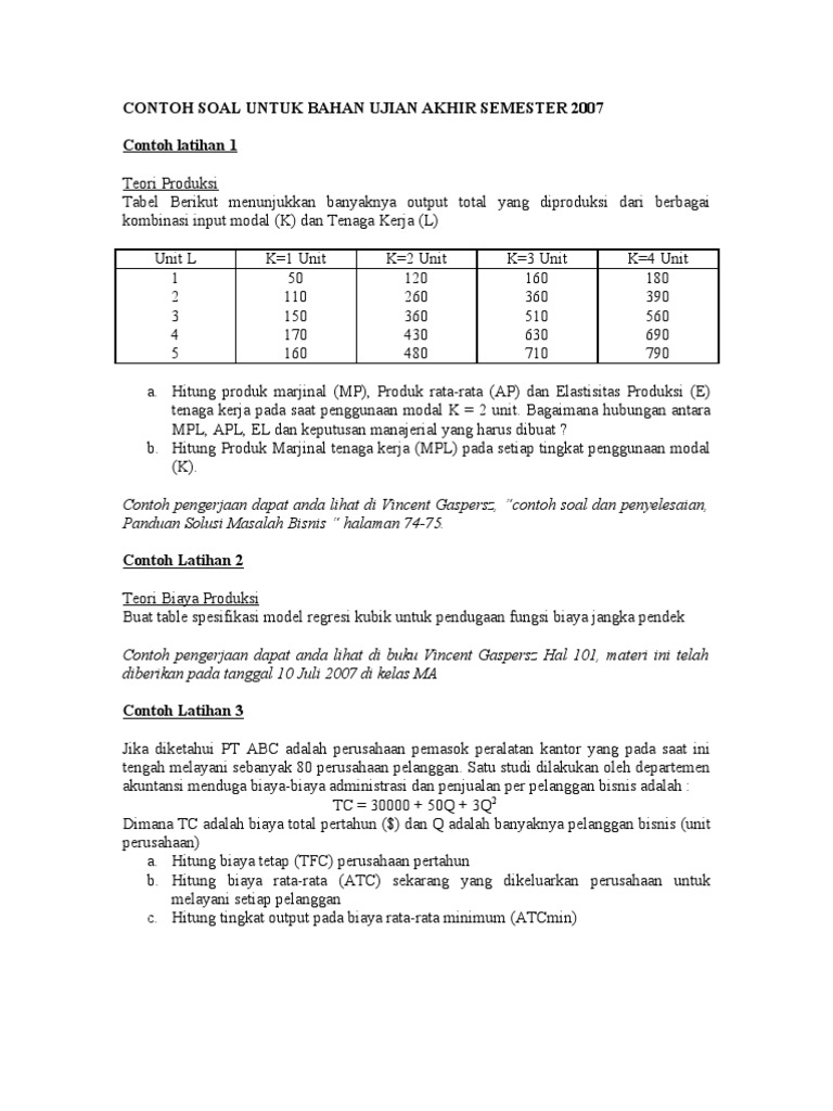 Contoh Soal Untuk Bahan Ujian Akhir Semester 2007