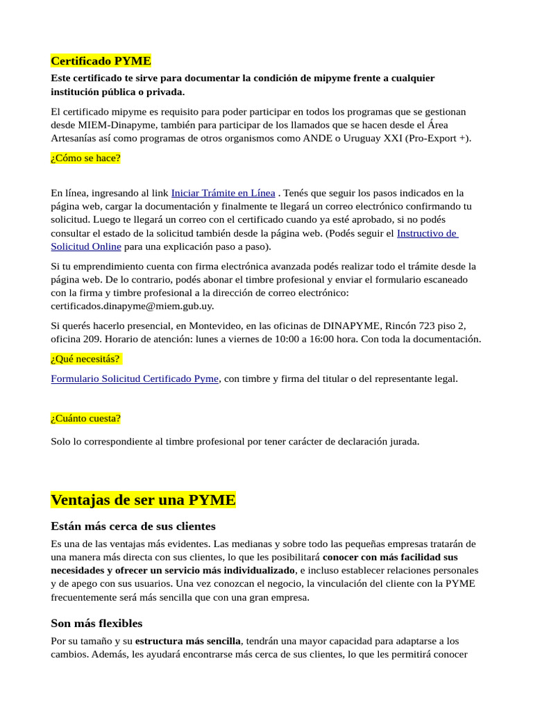 Cómo Obtener el Certificado PYME en Uruguay | PDF | Pequeñas y medianas ...