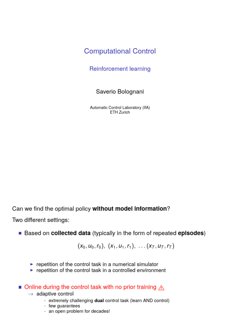 Reinforcement Learning Without Models | PDF | Statistical Theory ...