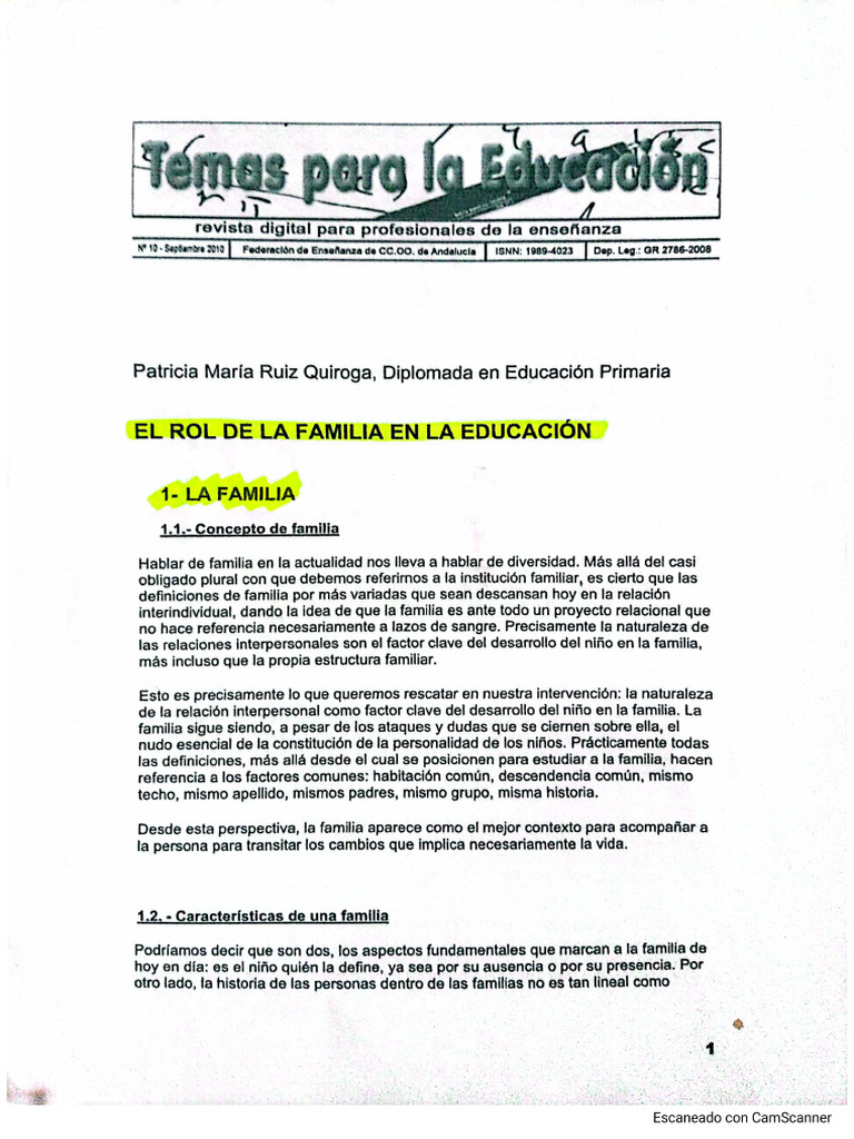 El Rol de La Familia en La Educación | PDF