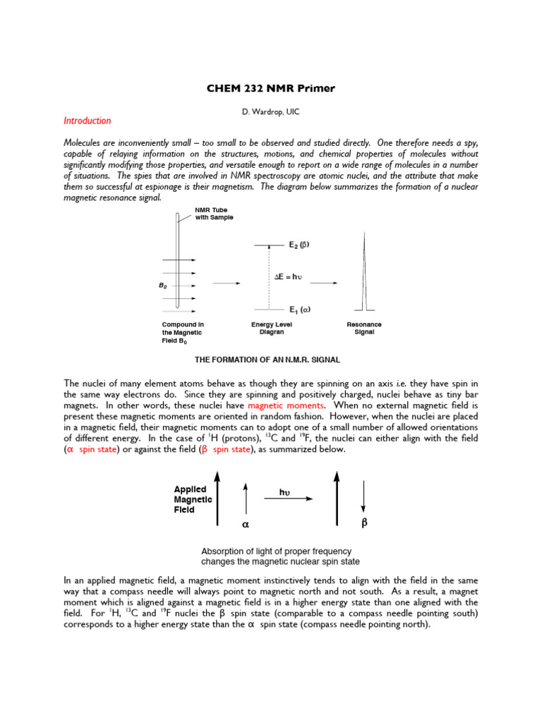 Organic Chemistry NMR Primer | PDF | Nuclear Magnetic Resonance ...