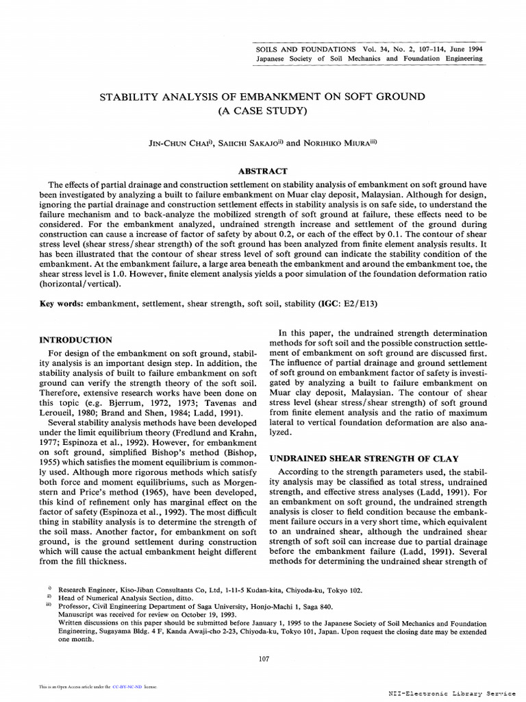 Stability Analysis of Embankments on Soft Ground | PDF | Strength Of ...