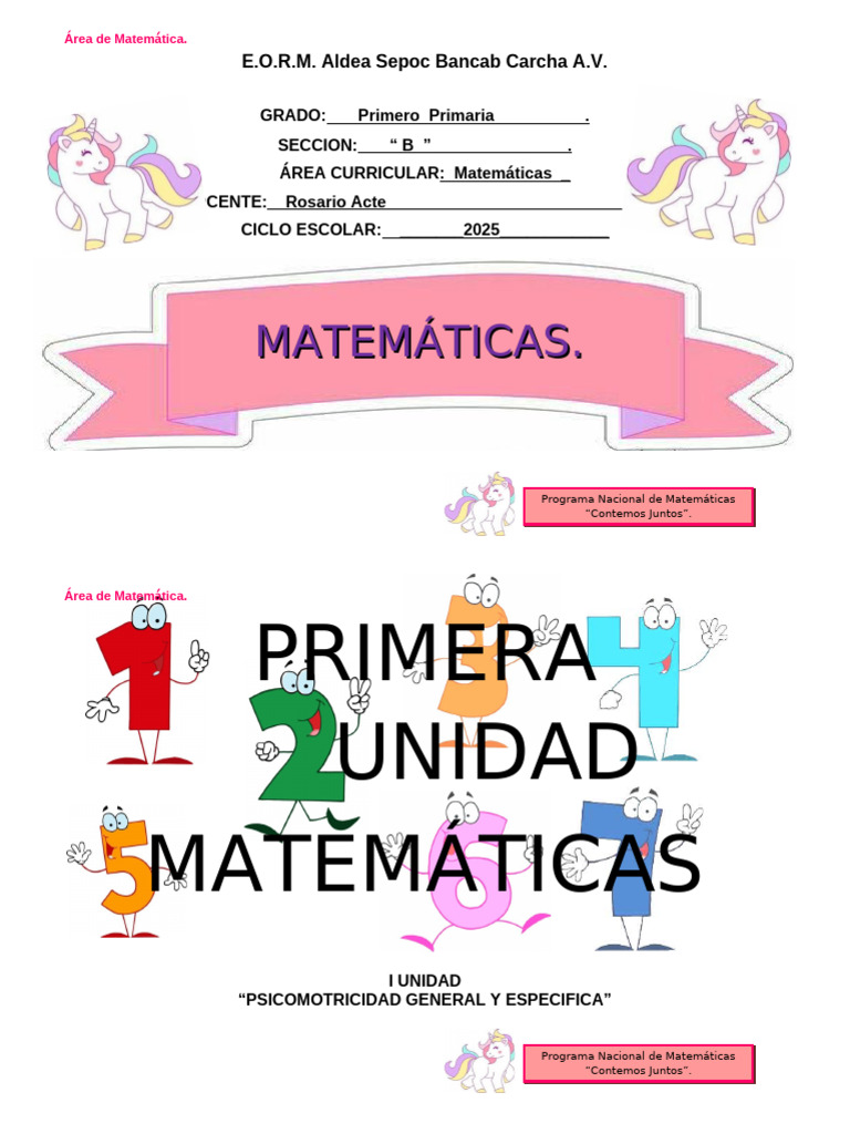 Programa de Matemáticas para Primer Grado | PDF | Números | Sustracción