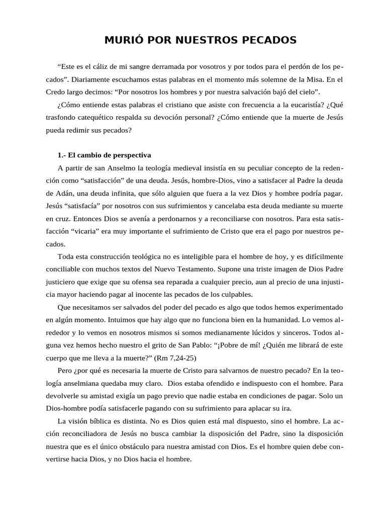 Redención y Amor en la Muerte de Cristo | PDF | Pecado | Jesús
