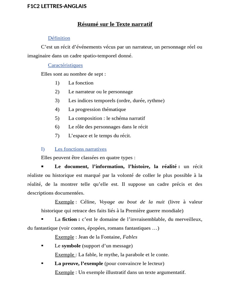 Comprendre le Texte Narratif | PDF | Romans | Fable