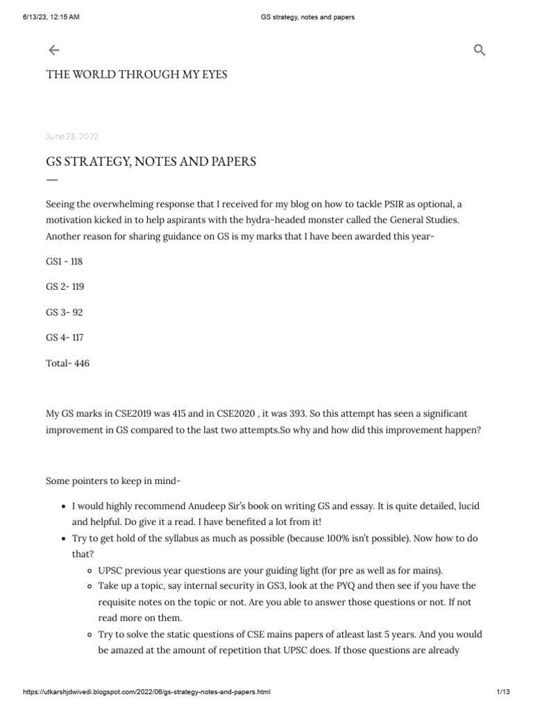 GS Strategy, Notes and Papers | PDF
