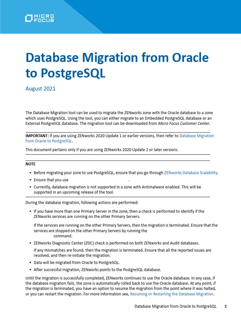 ZENworks Database Migration Guide | PDF | Postgre Sql | Databases