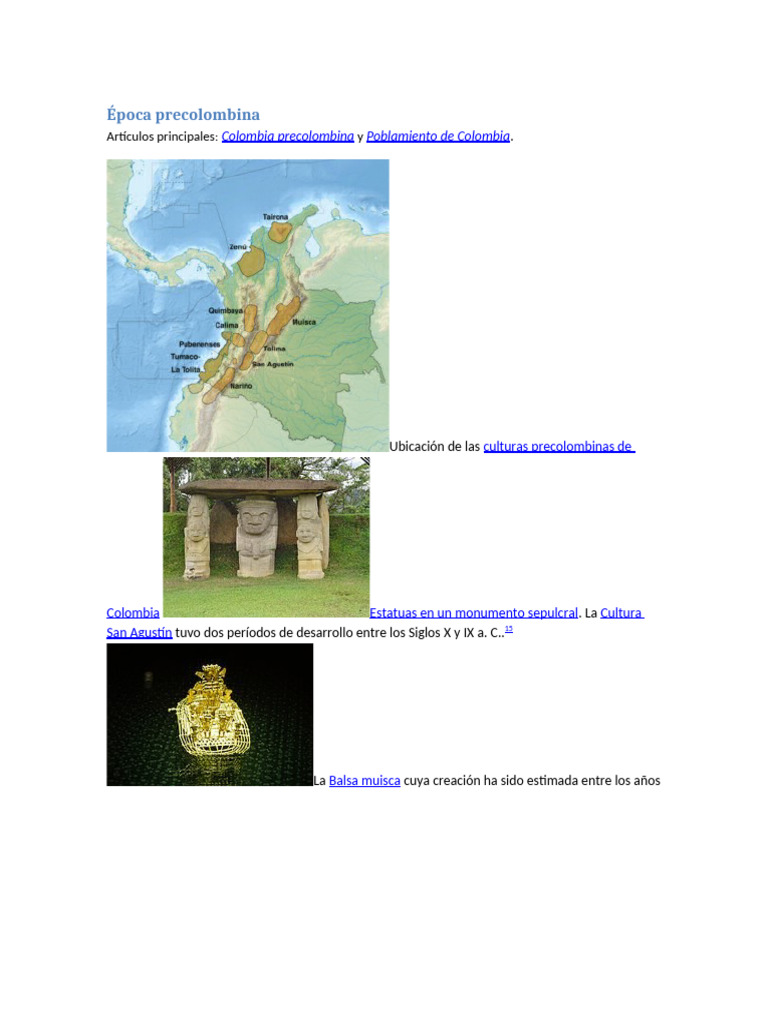 Culturas Precolombinas en Colombia | PDF