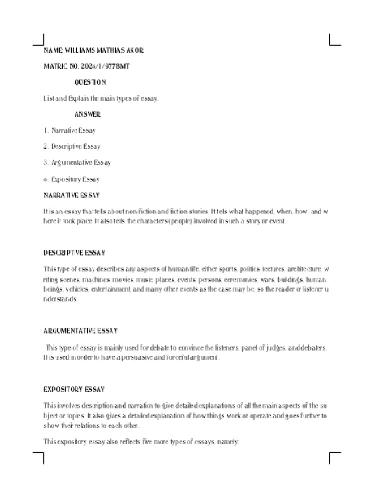 Types of Essay - Phoenix | PDF