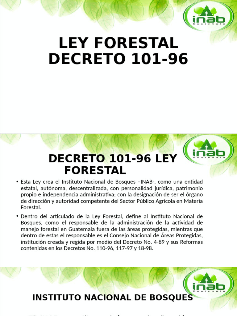 Ley Forestal y Funciones del INAB en Guatemala | PDF | Los bosques ...