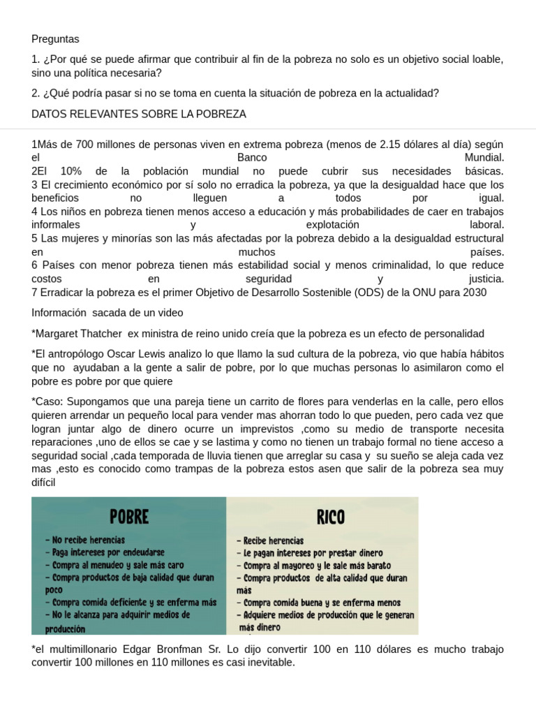 Erradicación de la pobreza: un imperativo global | PDF | Pobreza ...