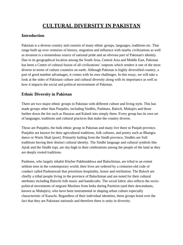 Cultural Diversity in Pakistan | PDF | Pakistan