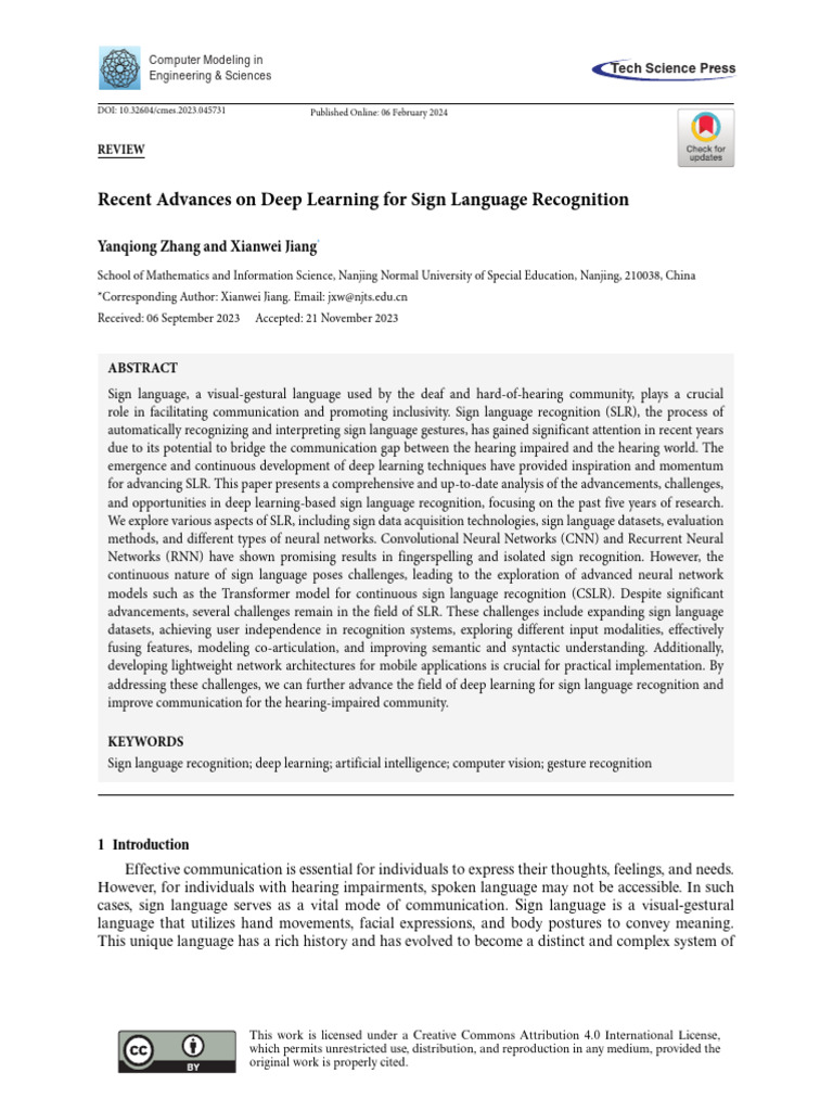 Recent Advances on Deep Learning for Sign Language | PDF | Deep Learning