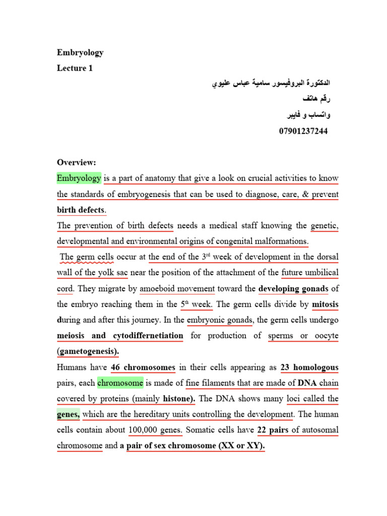Introduction to Embryology and Gametogenesis | PDF | Meiosis | Mitosis