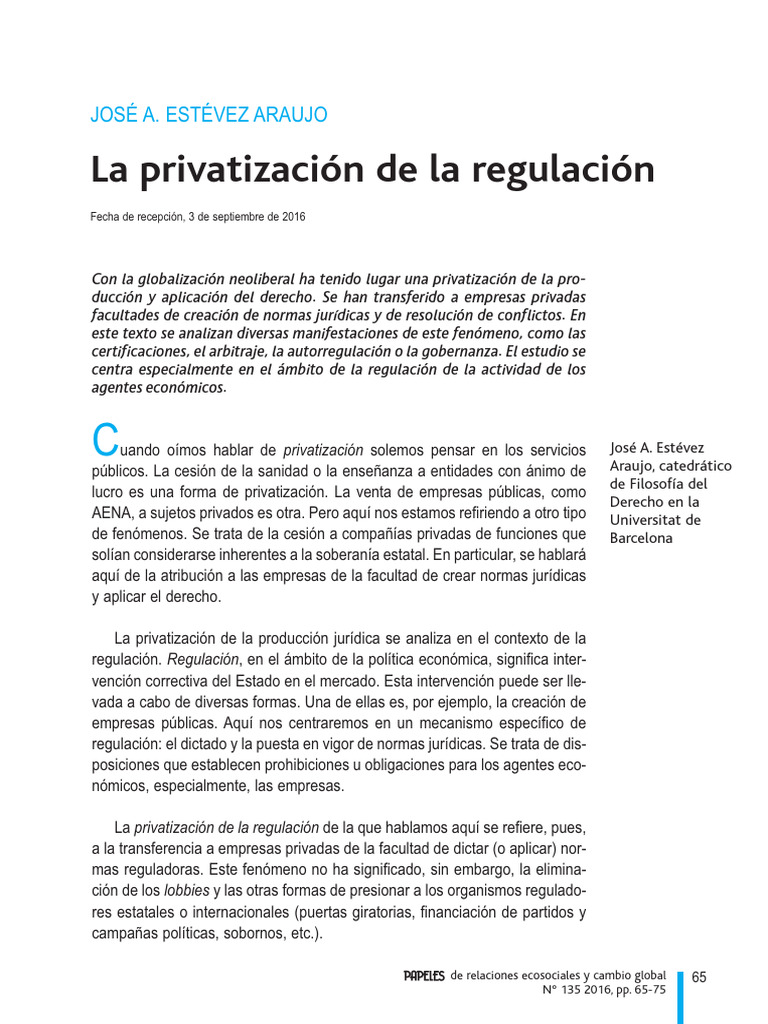 Estévez José - La Privatización de La Regulación | PDF | Gobernancia ...