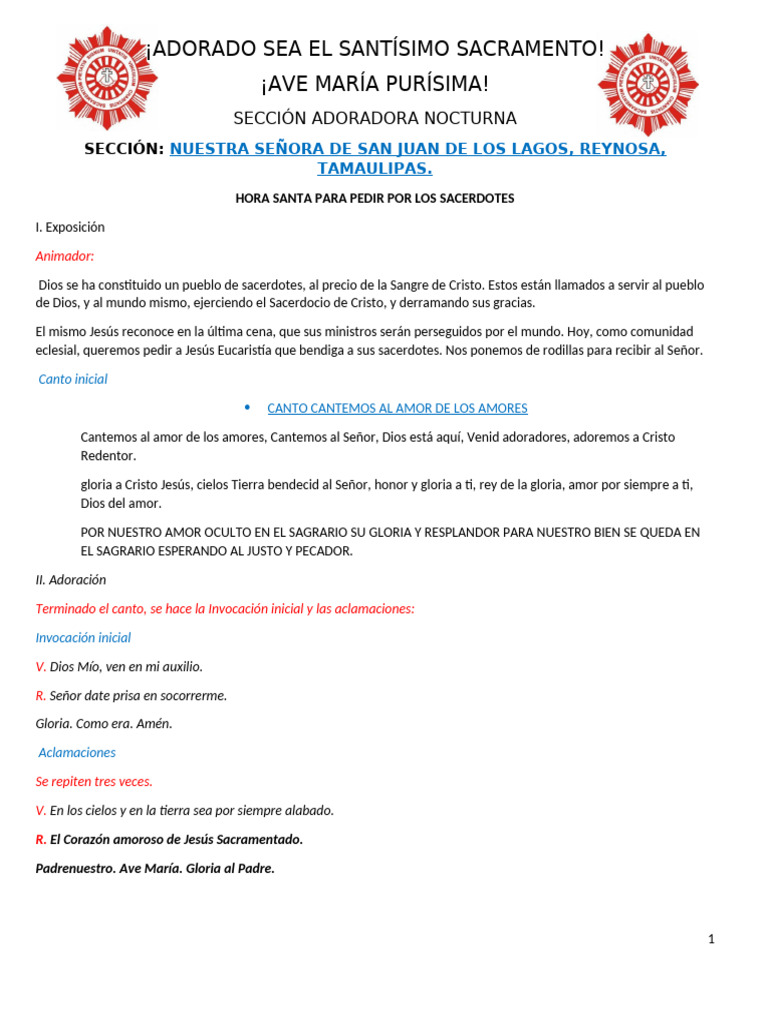 Guia Hora Santa 14 de Nov 2024 | PDF | eucaristía | María, madre de Jesús