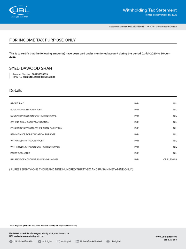 WHTStatement 1 | PDF | Money | Economies
