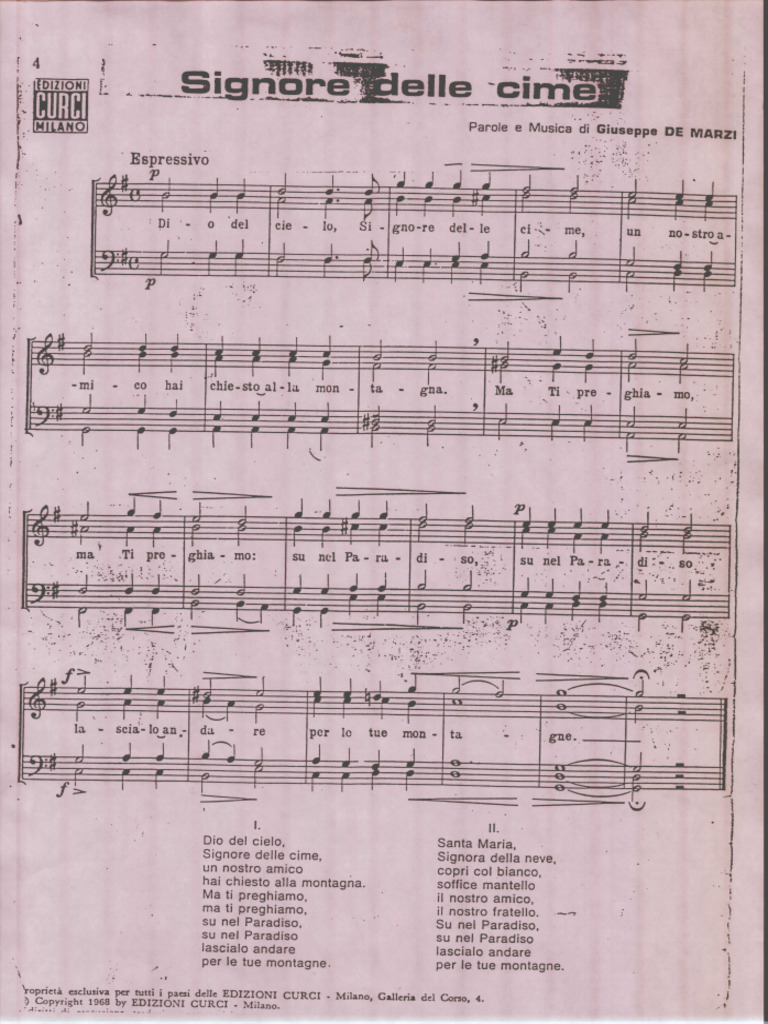 Signore Delle Cime Spartito Pdf