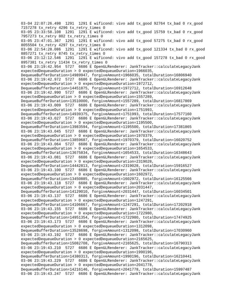 WiFi and OpenGL Performance Logs | PDF