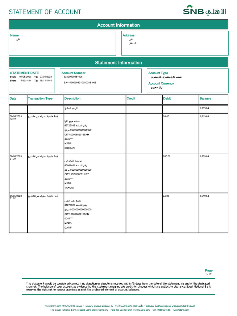 eStatement 3 | PDF | Debits And Credits | Apple Pay