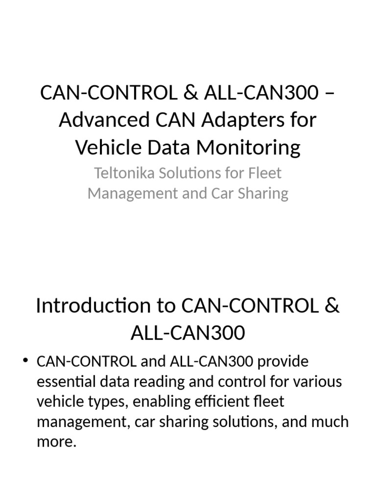 CAN Control and ALL CAN300 Presentation | PDF