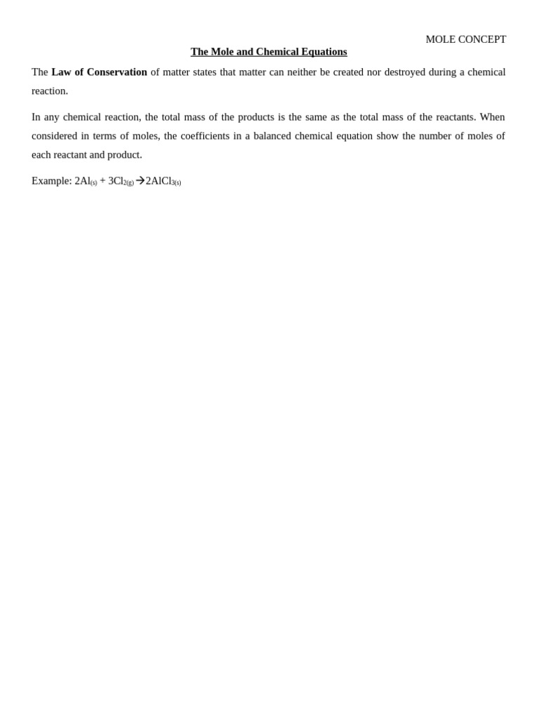 Understanding Mole Ratios in Reactions | PDF | Acid | Mole (Unit)