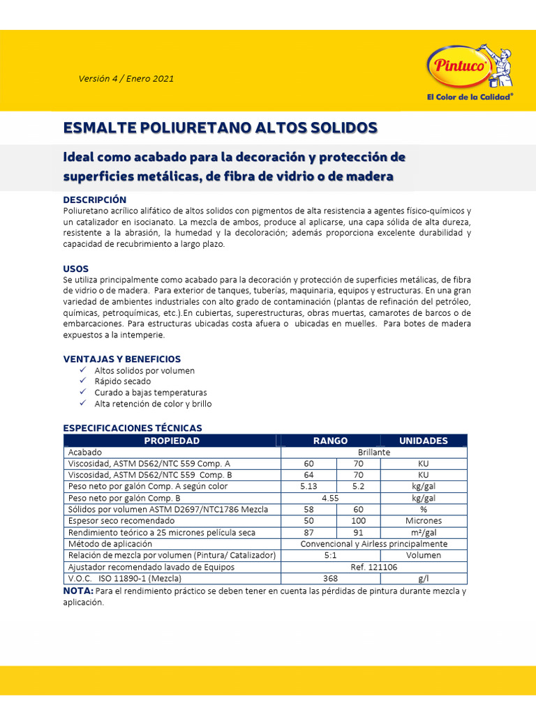 Poliuretano Altos Solidos | PDF | Poliuretano | Epoxy