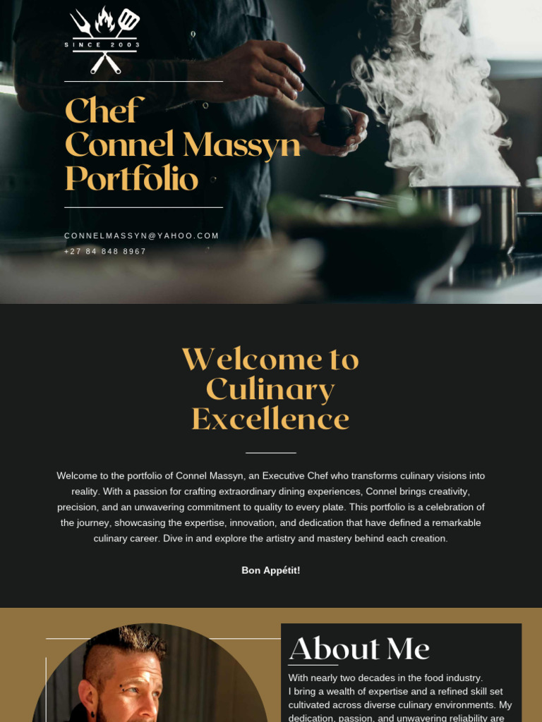 Connel Massyn: Executive Chef Portfolio | PDF | Taste | Umami