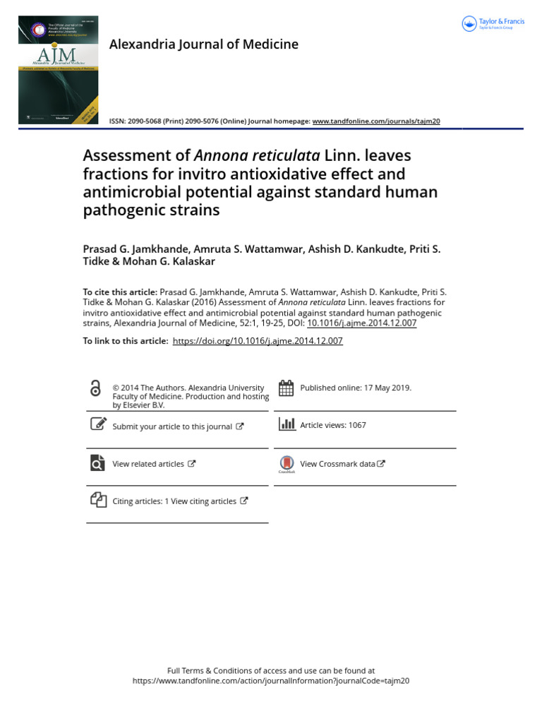 Antioxidant and Antimicrobial Effects of Annona reticulata | PDF ...