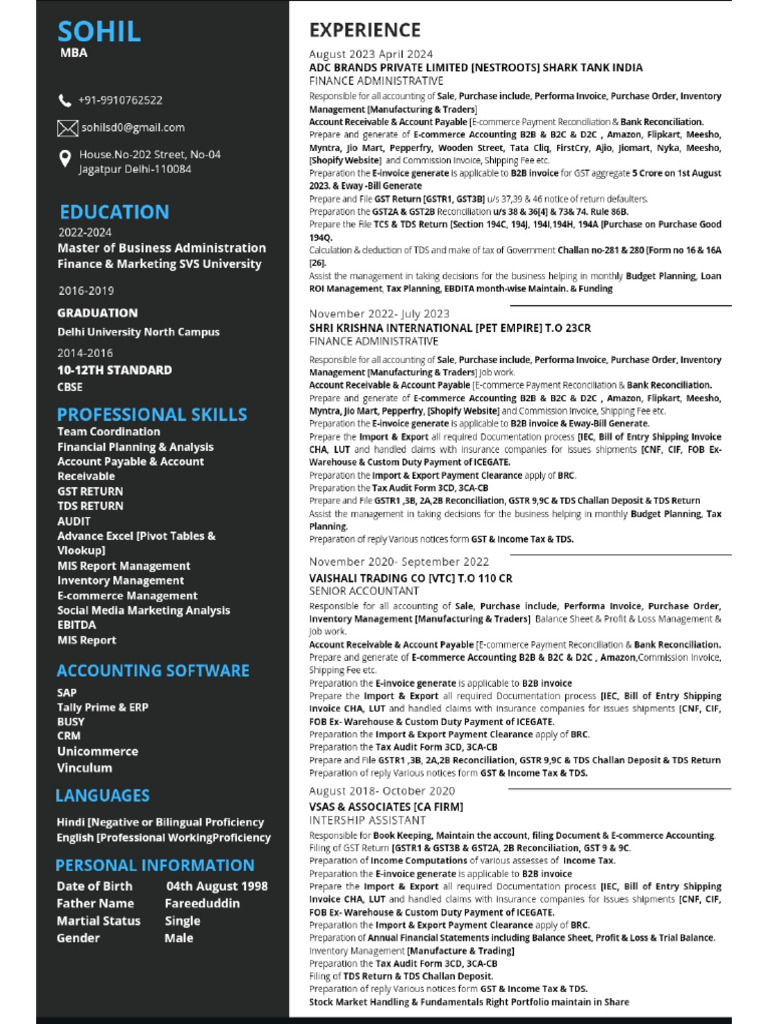 Sohil's Resume-4 | PDF