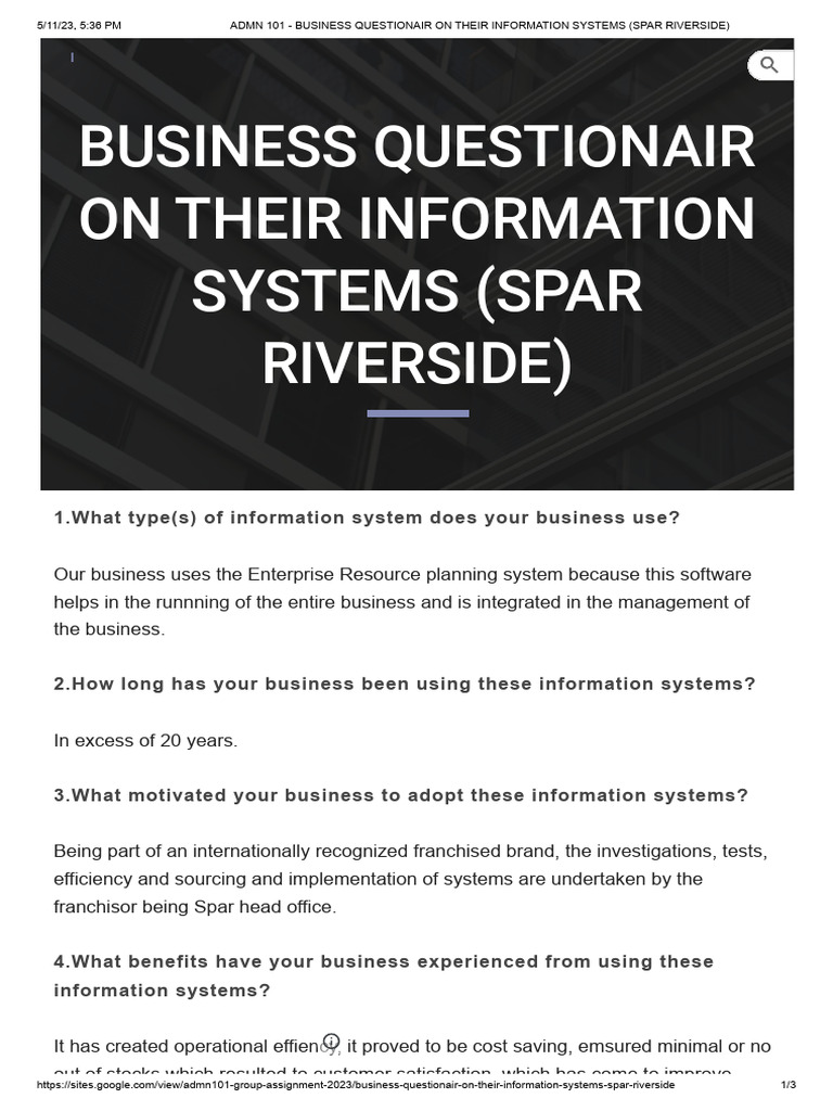 Spar Riverside Information Systems Insights | PDF | Inventory | Franchising