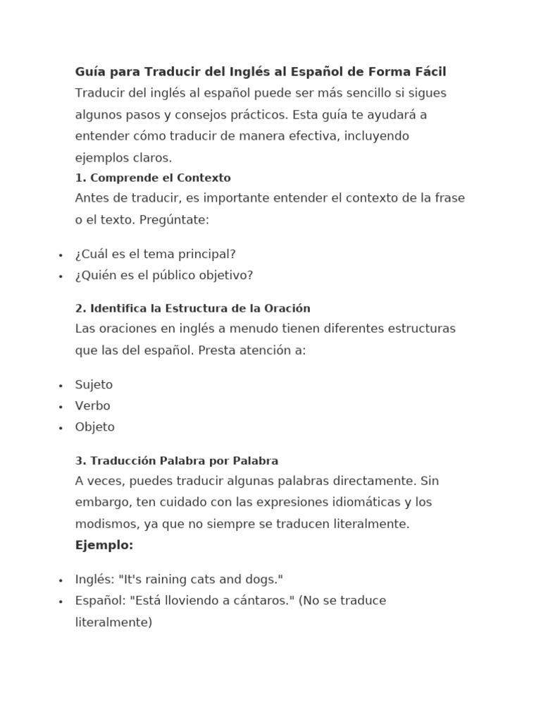 Guía Práctica de Traducción Inglés-Español | PDF | Traducciones ...
