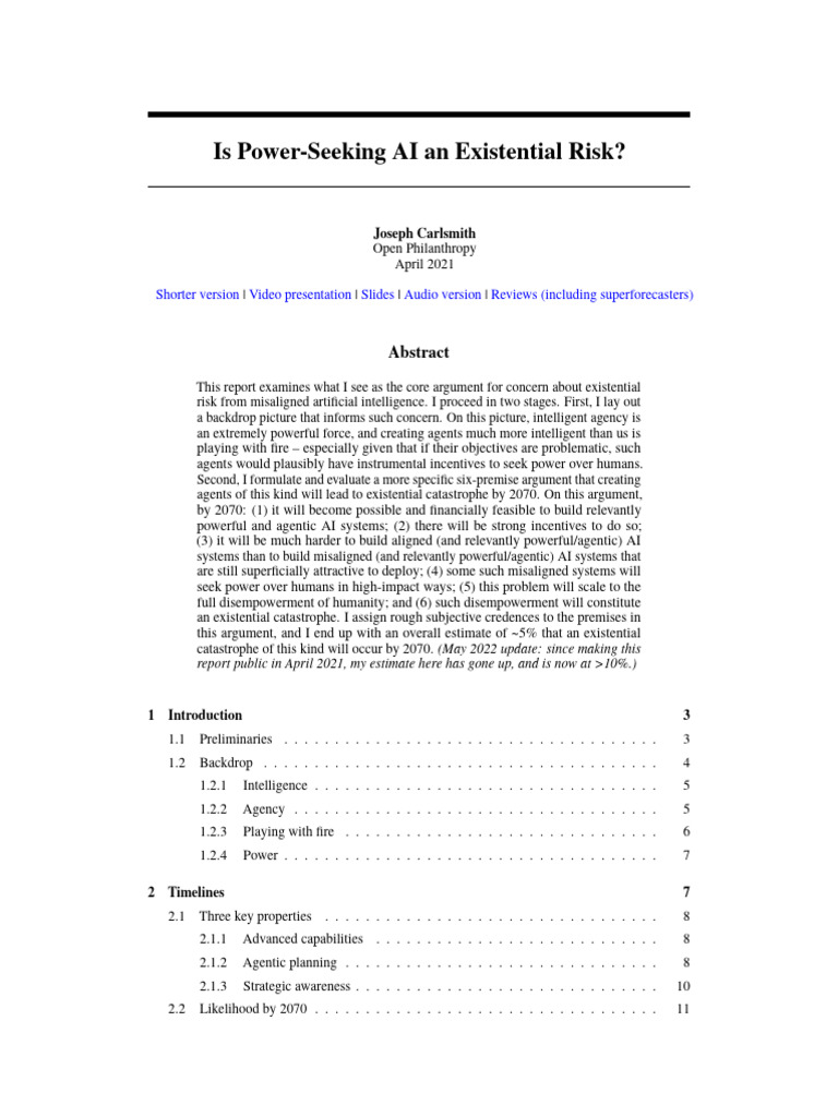 Carlsmith Power Seeking AI | PDF | Artificial Intelligence ...