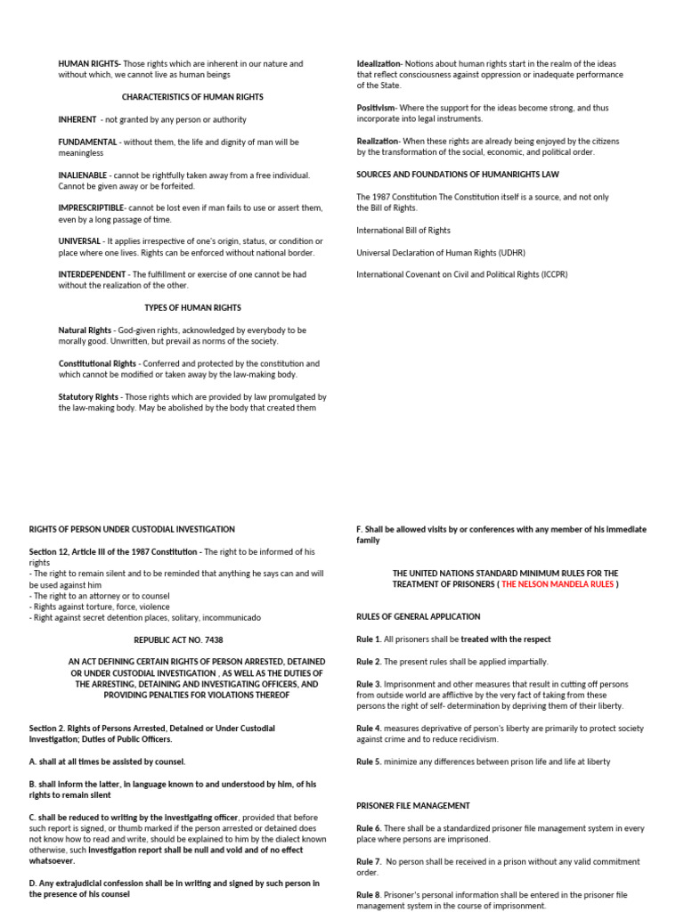 Understanding Human Rights and Legal Protections | PDF | Detention ...