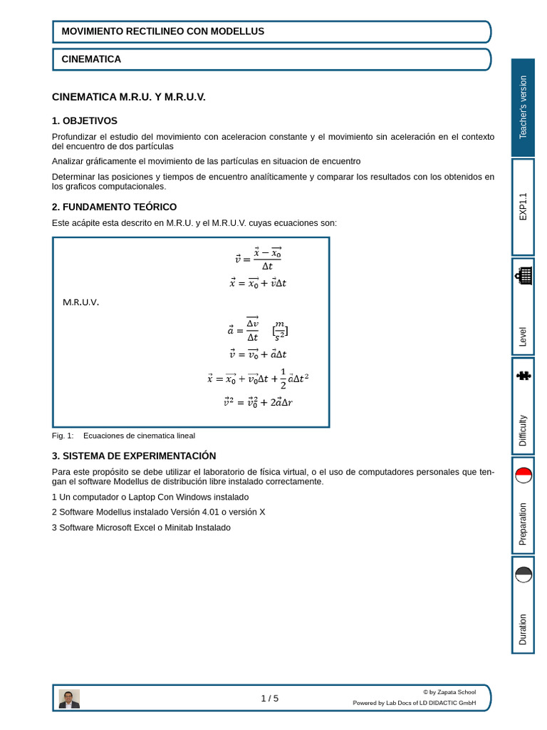 Mruv Teacher | PDF | Cinemática | Simulación